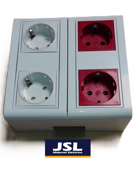 Kit Caja de superficie 2 Schukos blancos y 2 rojos