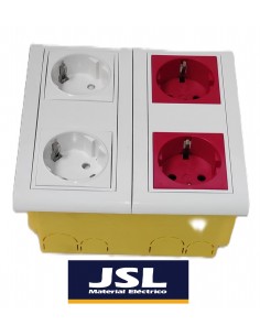 Kit Caja de empotrar en pared 2 Schukos blancos y 2 rojos