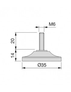 Pata rack mural M6. Medidas
