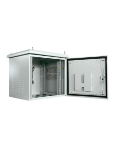 Rack mural 19" IP65 9U Fondo 450 con TEJADILLO. abierto perfiles