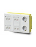 Kit Caja de empotrar en pared 2 Schukos blancos y 8 RJ45