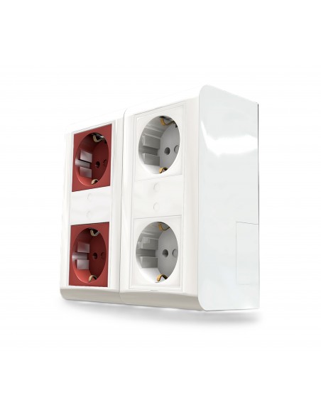 Kit Caja de superficie 2 Schukos blancos y 2 rojos