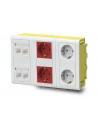 Kit Caja de empotrar en pared 2 Schukos blancos, 2 rojos y 4 RJ45