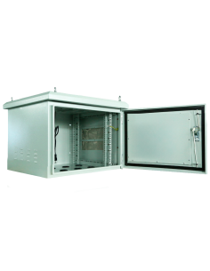 Rack mural 19" IP65 6U Fondo 450 con TEJADILLO abierto lado