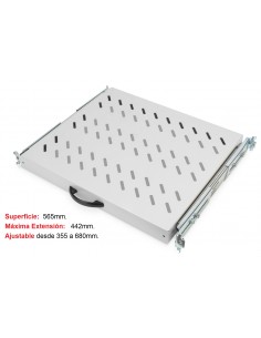 Bandeja Telescópica 1U para Rack suelo. Fijación 4 puntos. 370mm.