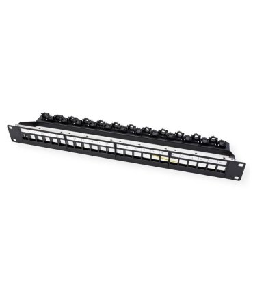 Patchpanel 19" 1U 24 Huecos KEYSTONE Apantallado con Bandeja y Fijación con Clip
