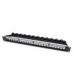 Patchpanel 19" 1U 24 Huecos KEYSTONE Apantallado con Bandeja y Fijación con Clip