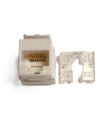 Conector hembra RJ45 CAT6 UTP para panel - Ángulo 180