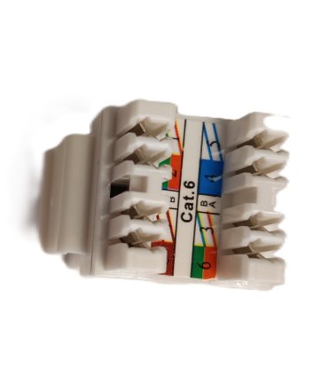 Conector hembra RJ45 CAT6 UTP para panel - Ángulo 180
