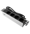 Regleta 10" 1U 4 Schuko Sin Interruptor Aluminio