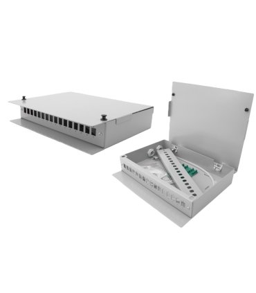 Caja fibra óptica metálica 16 fibras SC/ST Simplex ó 16 LC Dúplex