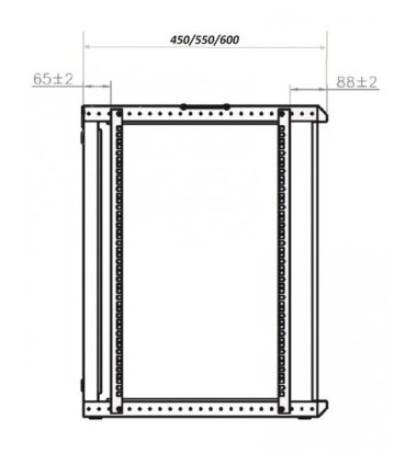 Rack mural 19" 18U F600. Puerta Cristal